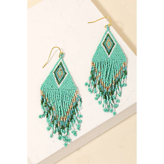 Boho Seed Beaded Fringe Earrings