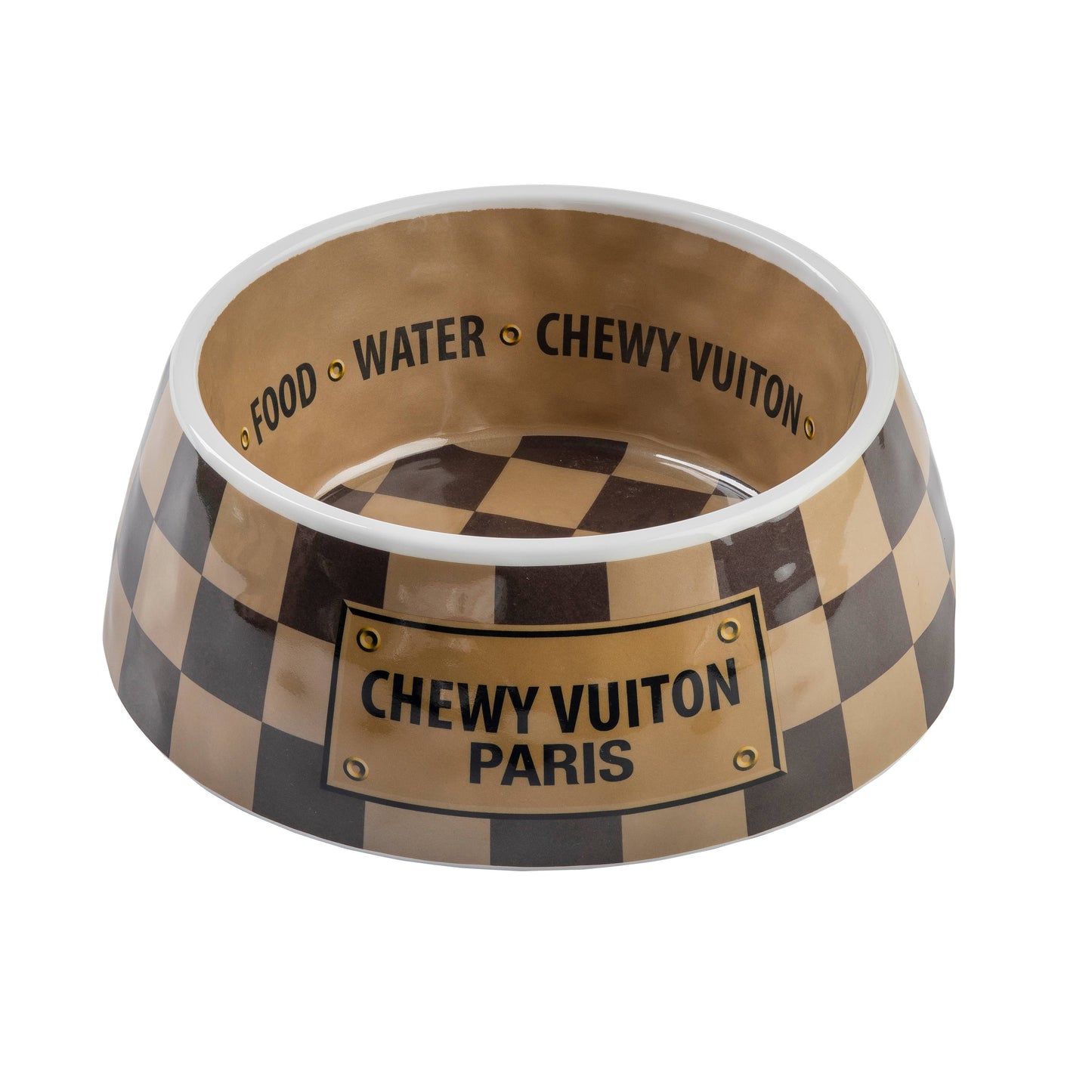 Checker Chewy Vuiton Bowl - 3 Sizes!! Dog Bowls