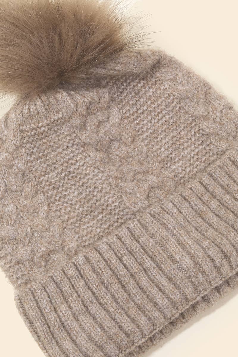 Crochet Knit Pompom Beanie