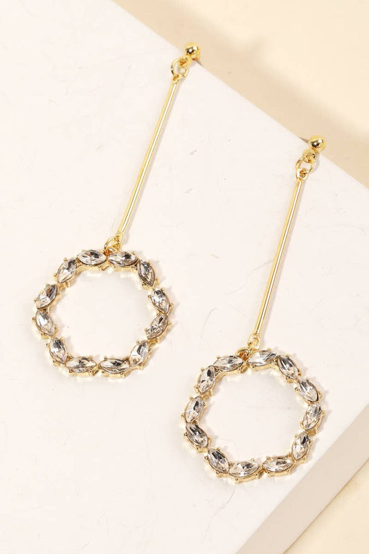 Rhinestone Circle Cutout Drop Earrings