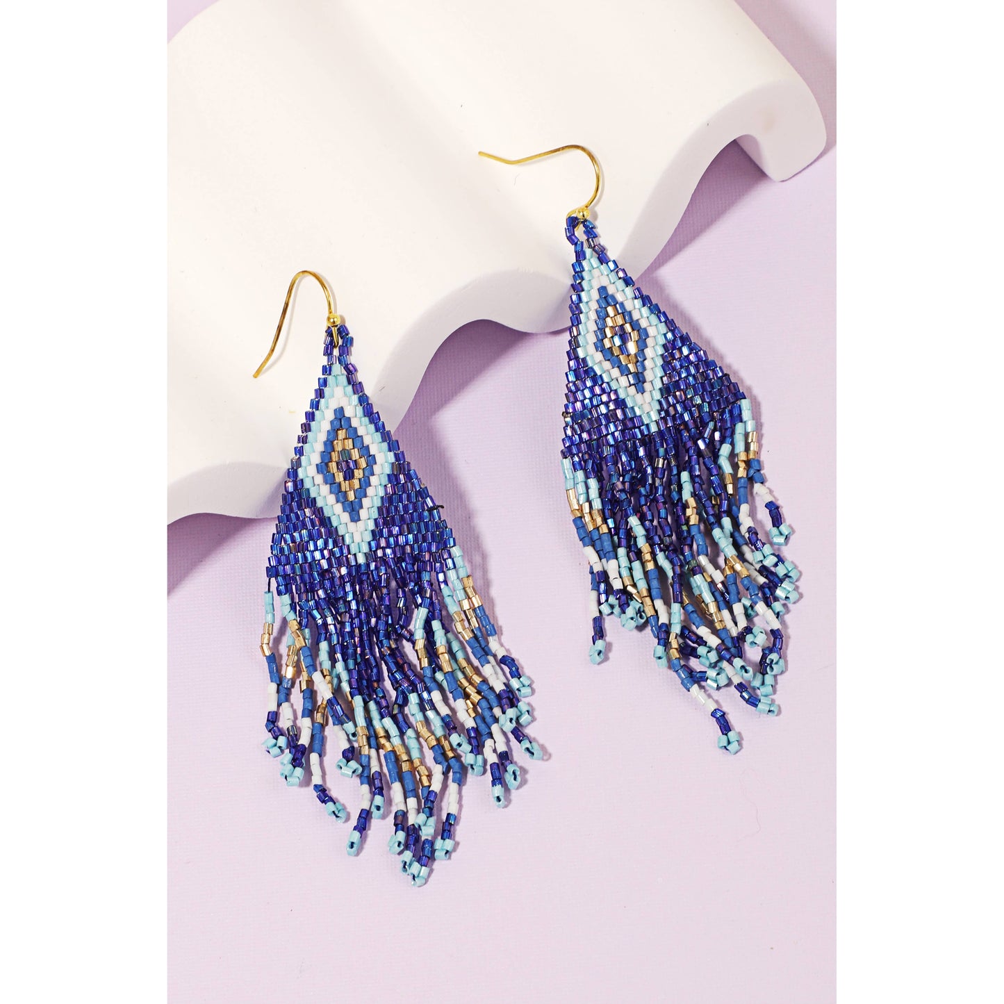 Boho Seed Beaded Fringe Earrings