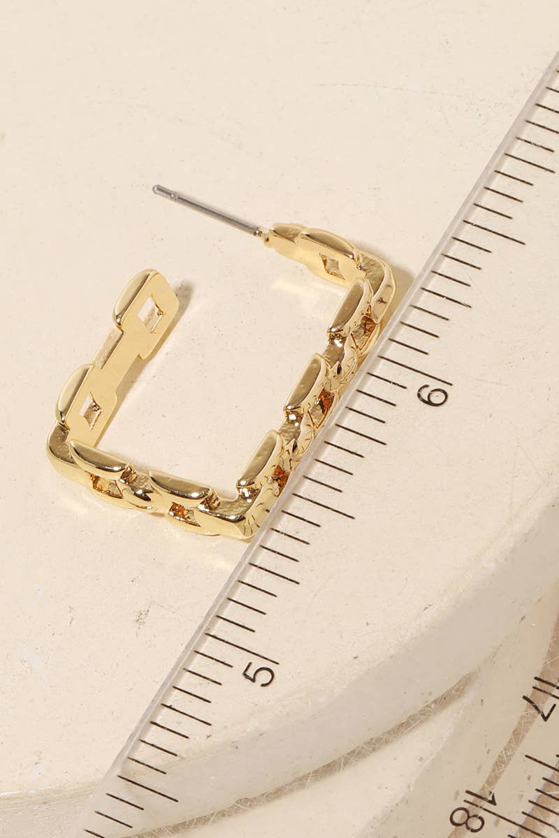 Square Chain Link Hoop Earrings