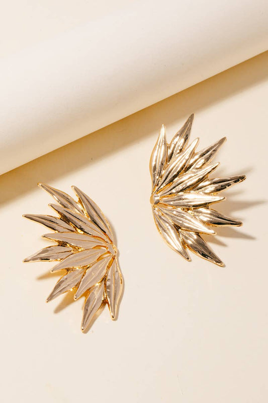 Solid Metallic Leaves Stud Earrings