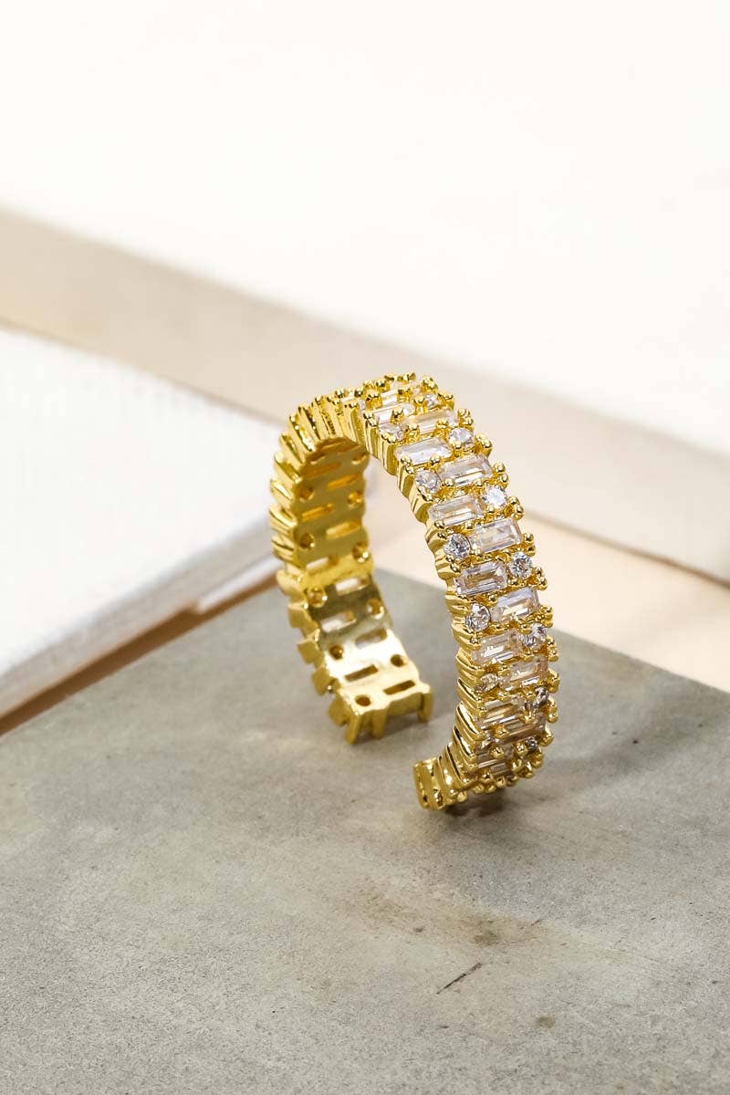 Pave Baguette Rhinestone Fashion Ring