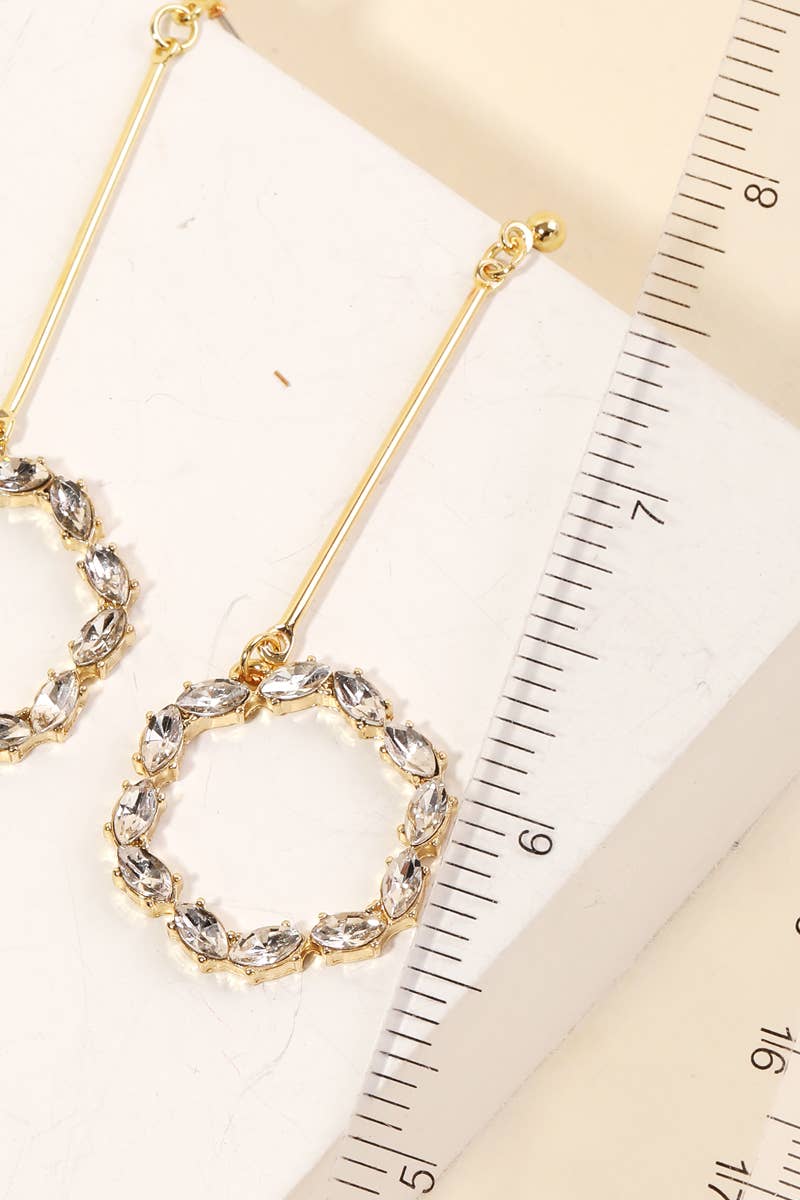 Rhinestone Circle Cutout Drop Earrings