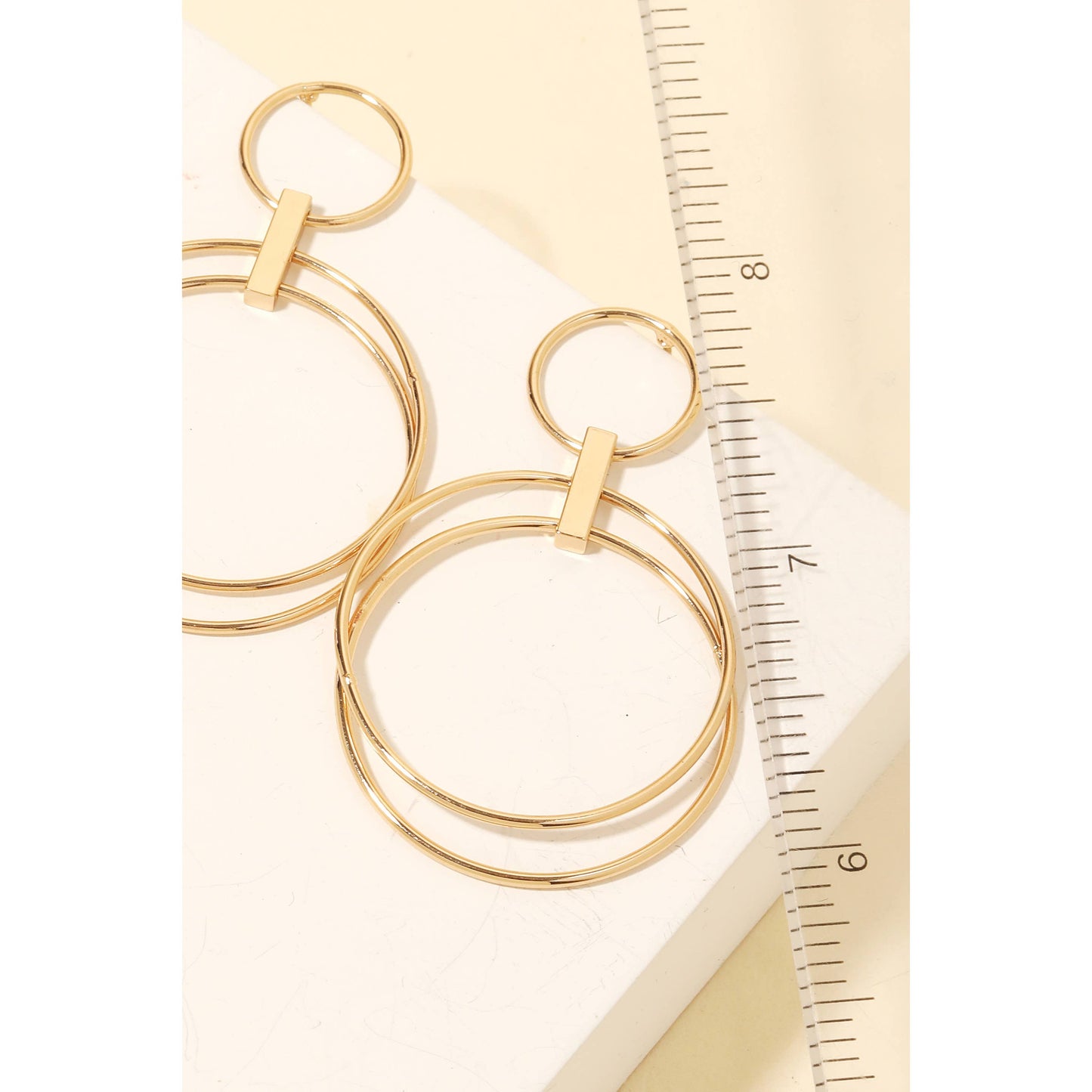 Layered Metallic Hoop Drop Earrings