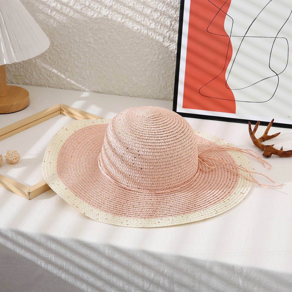 Two Tone Floppy Straw Hat