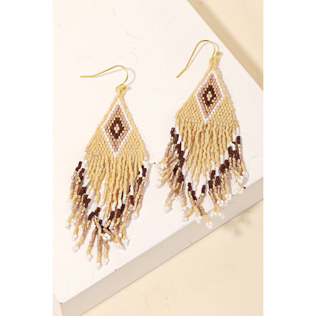 Boho Seed Beaded Fringe Earrings