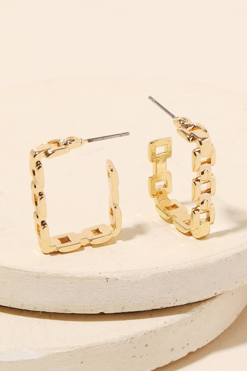 Square Chain Link Hoop Earrings