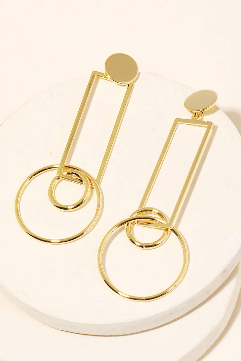 Geo Shape Link Cutout Drop Earrings