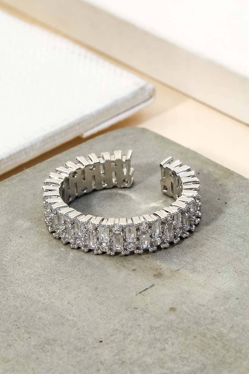 Pave Baguette Rhinestone Fashion Ring