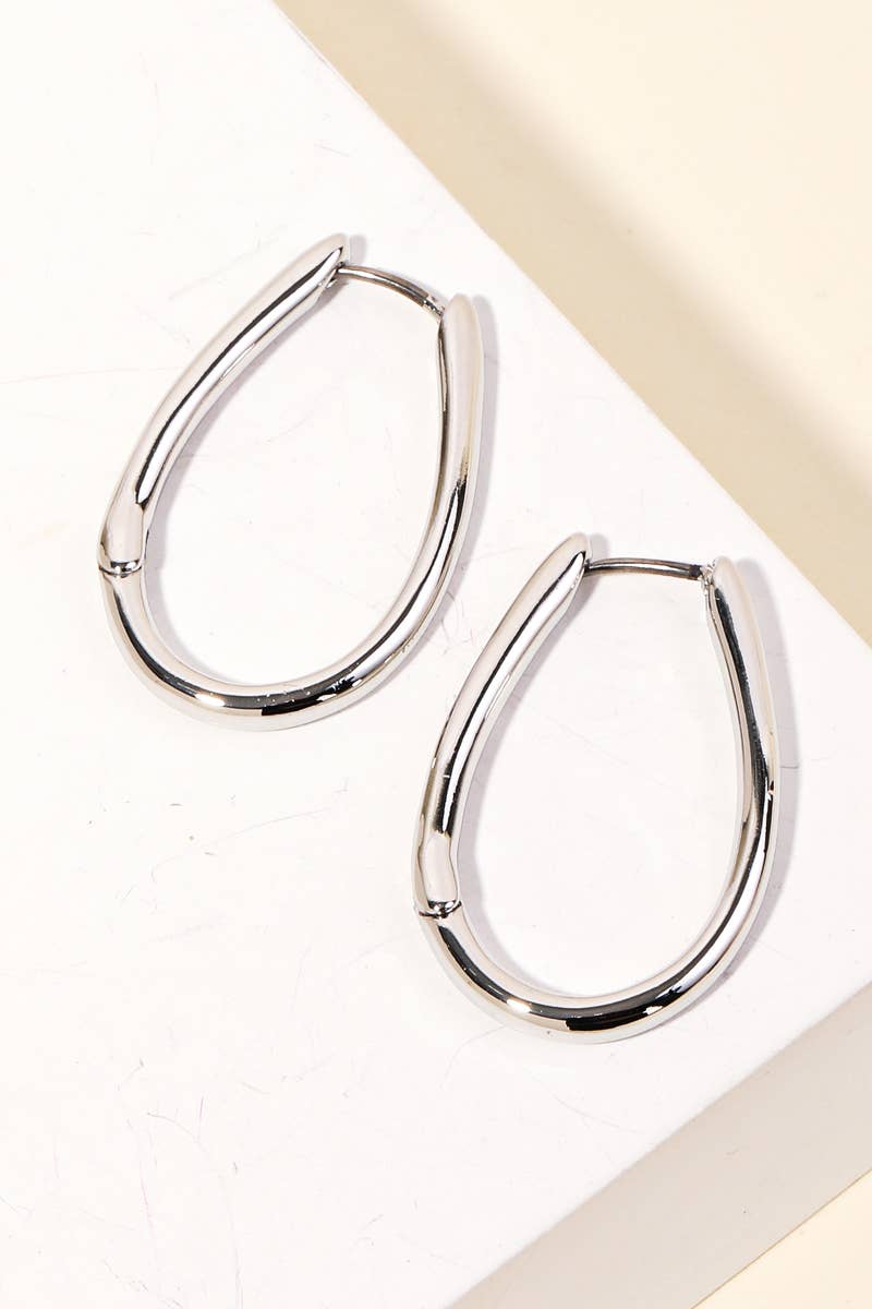 Oval Latch Hoop Earrings