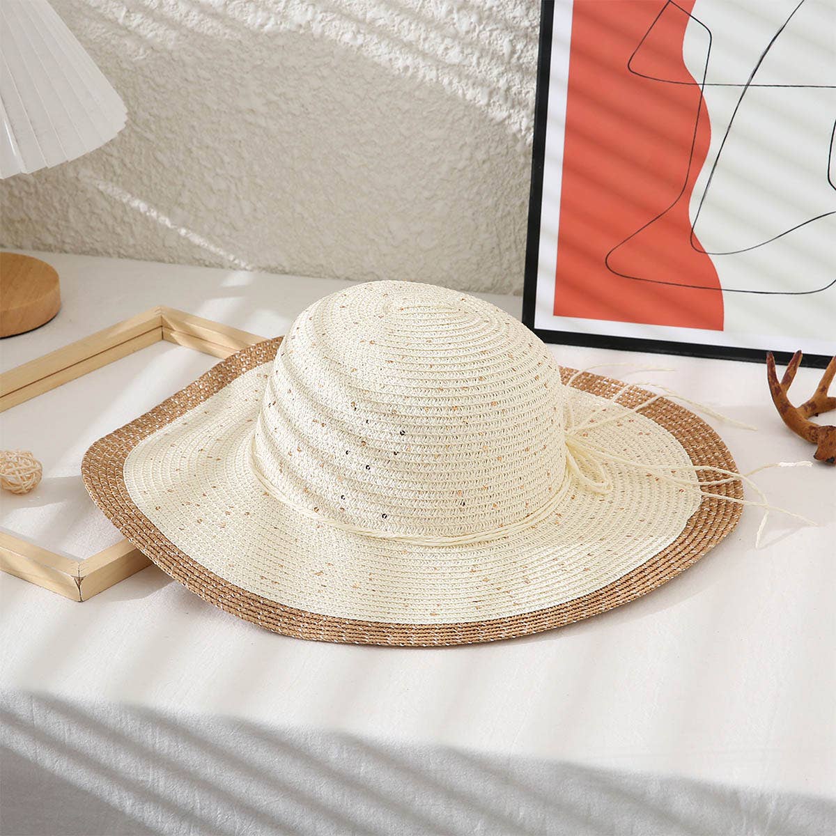 Two Tone Floppy Straw Hat