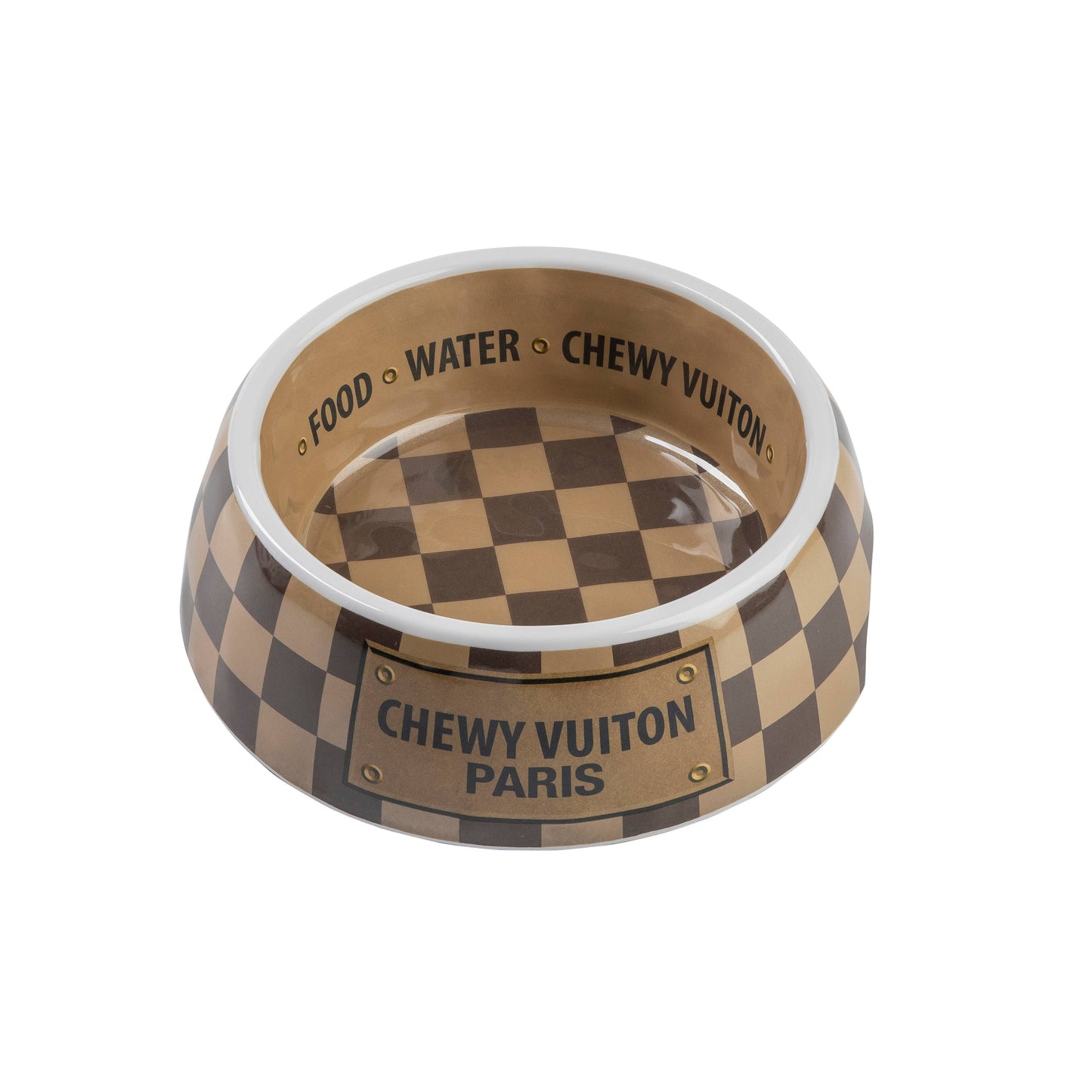 Checker Chewy Vuiton Bowl - 3 Sizes!! Dog Bowls