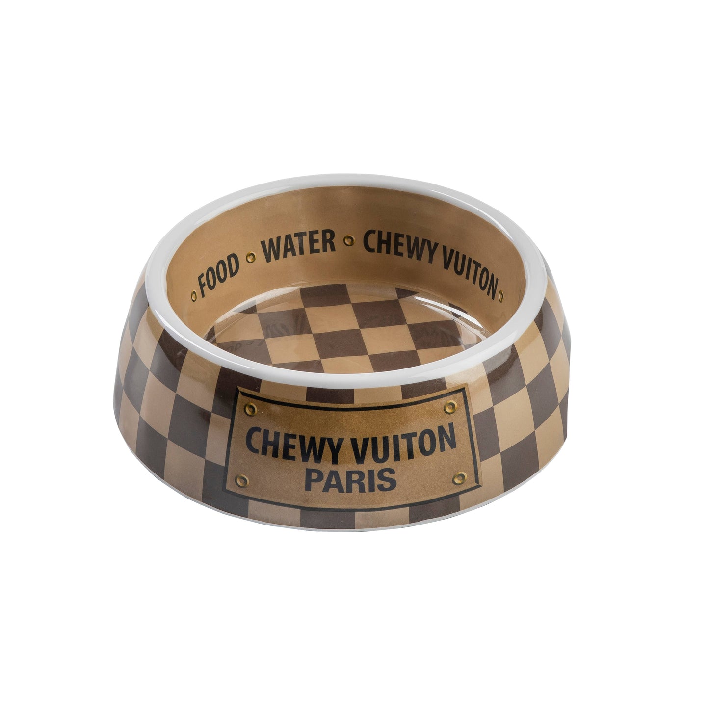 Checker Chewy Vuiton Bowl - 3 Sizes!! Dog Bowls