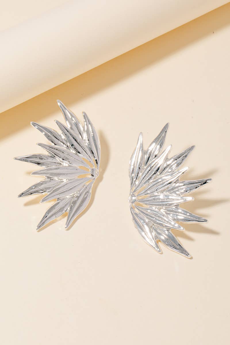 Solid Metallic Leaves Stud Earrings