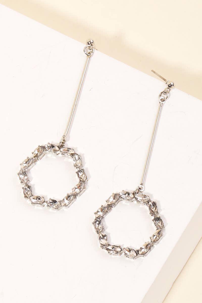 Rhinestone Circle Cutout Drop Earrings