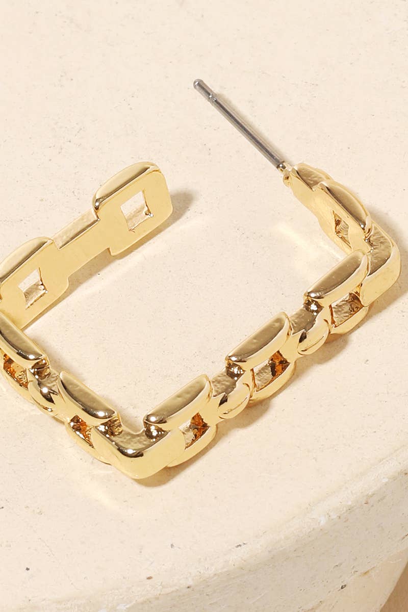 Square Chain Link Hoop Earrings