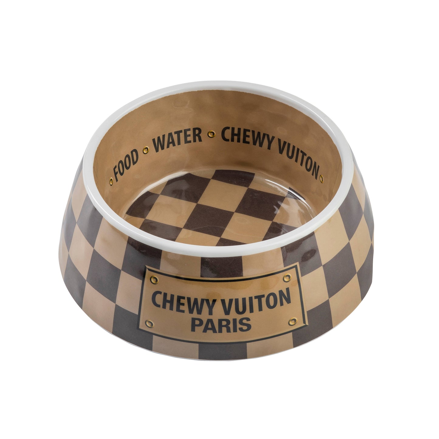 Checker Chewy Vuiton Bowl - 3 Sizes!! Dog Bowls