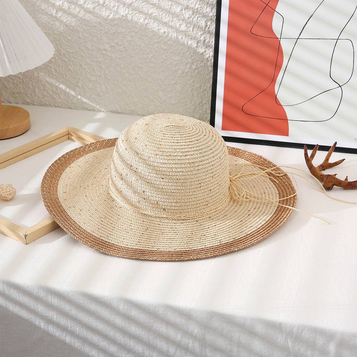 Two Tone Floppy Straw Hat